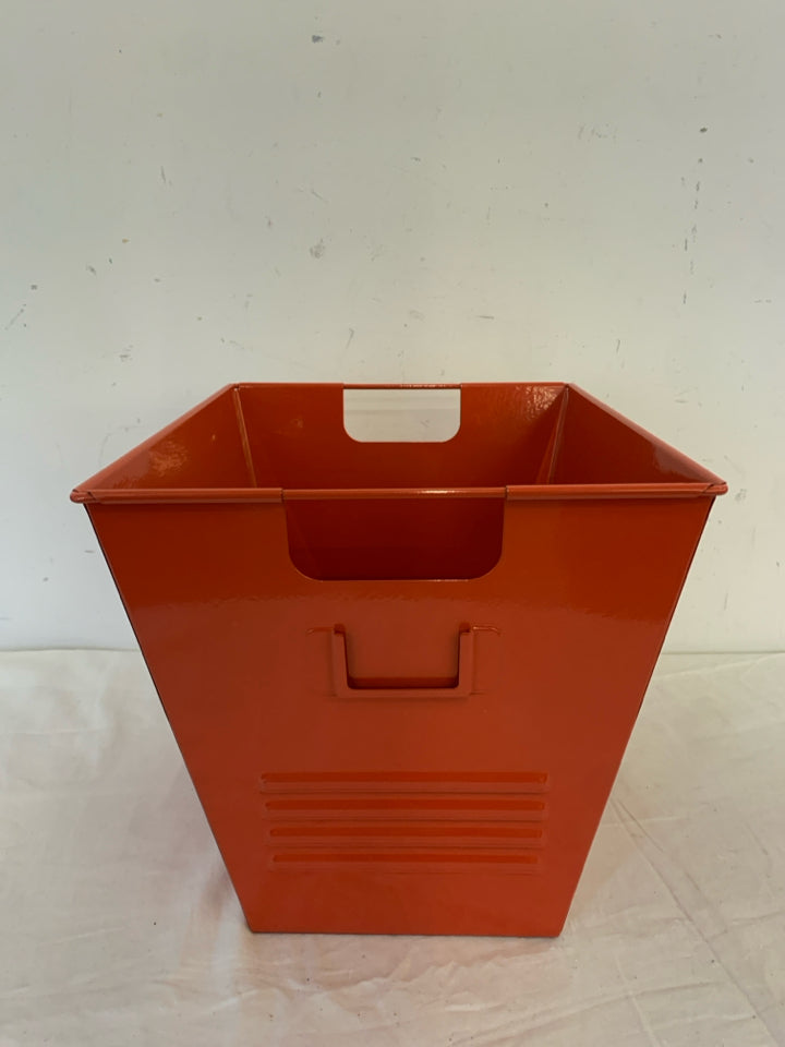 RED METAL BIN.