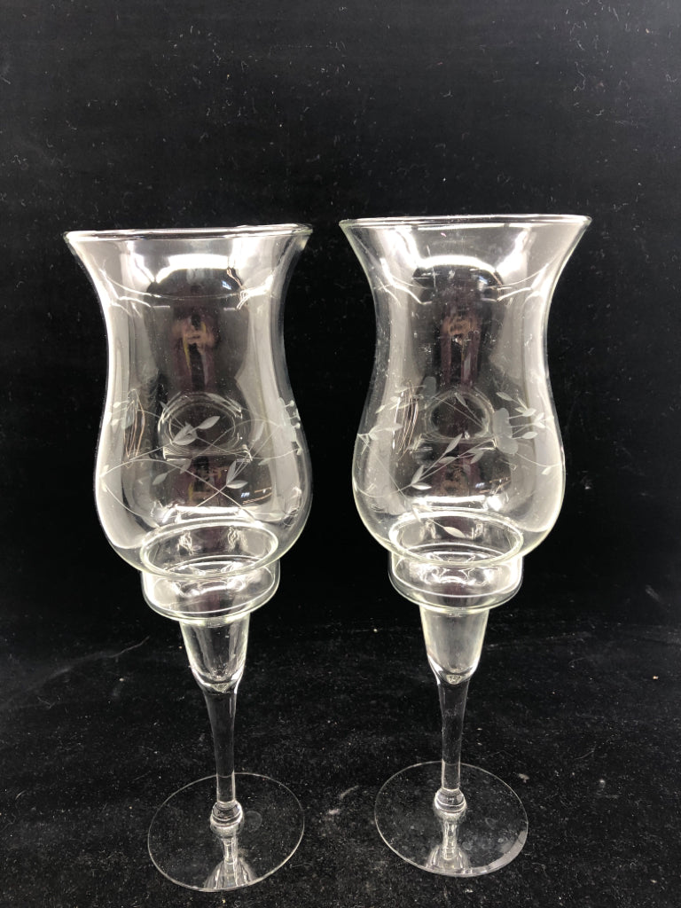 2-2 PC FLORAL ETCHED TEA LIGHT HOLDERS.