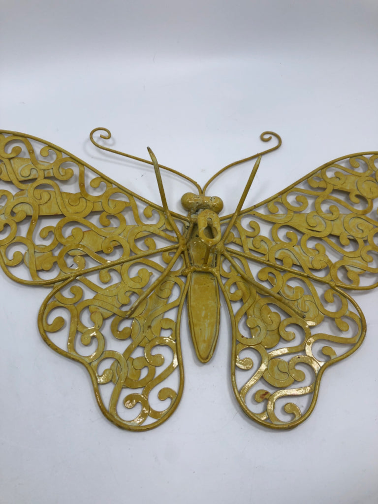 YELLOW METAL BUTTERFLY WALL HANGING.