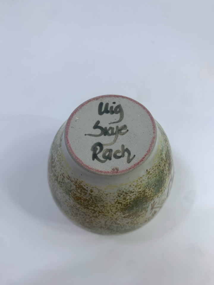 ROOSTER PAINTED MINI CERAMIC VASE.