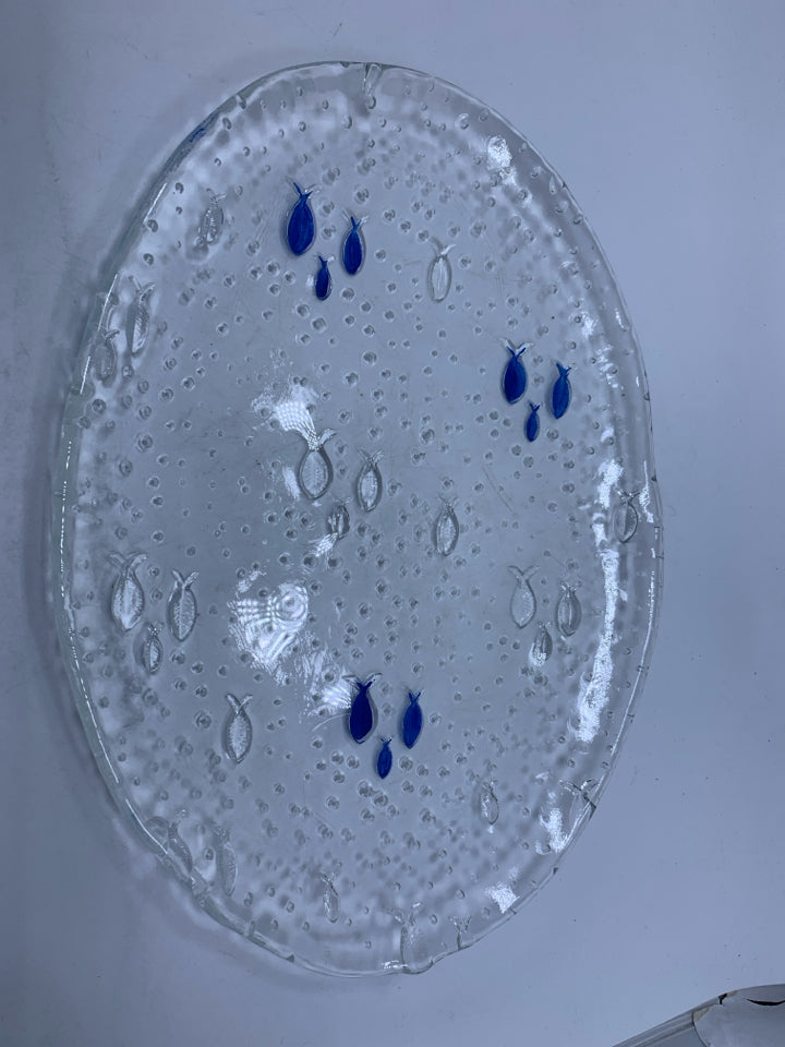 BLUE FISH OVAL PLATTER.