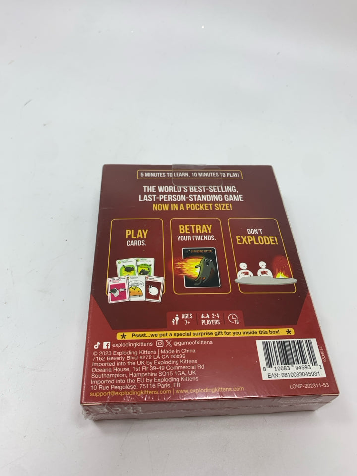 NIP EXPLODING KITTENS CARD GAME.