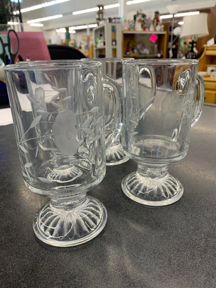 4 IRISH COFFEE FOOTED MUGS.