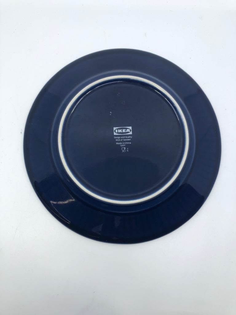 4 BLUE IKEA DESSERT PLATES.