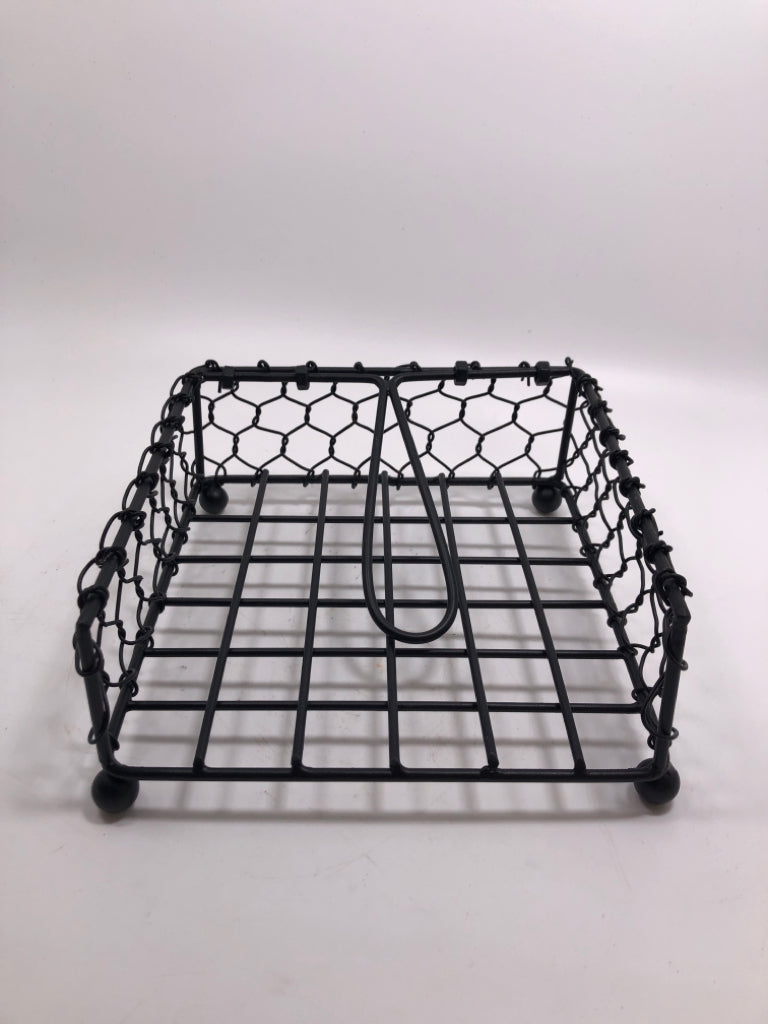 BLACK METAL NAPKIN HOLDER.