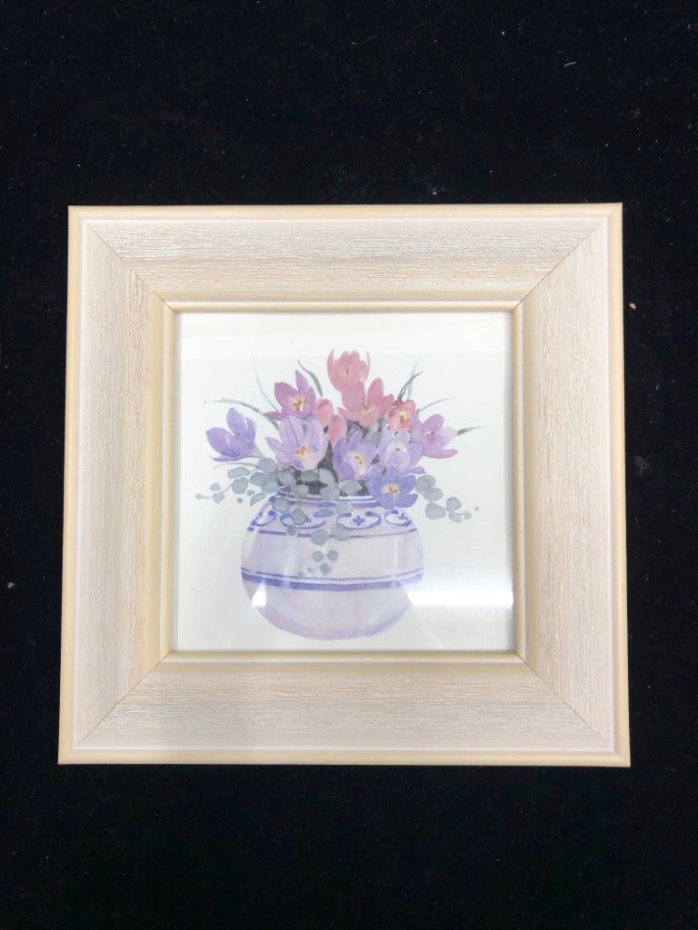 FLORAL IN WHITE FRAME.