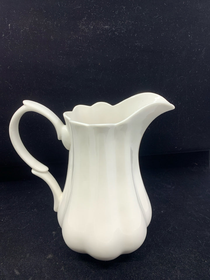 WHITE RIBBED PITCHER.