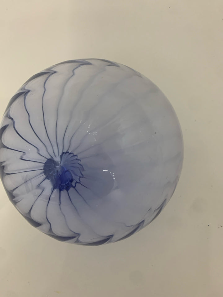 PALE BLUE SLIGHT RIBBED WITCHES BALL.