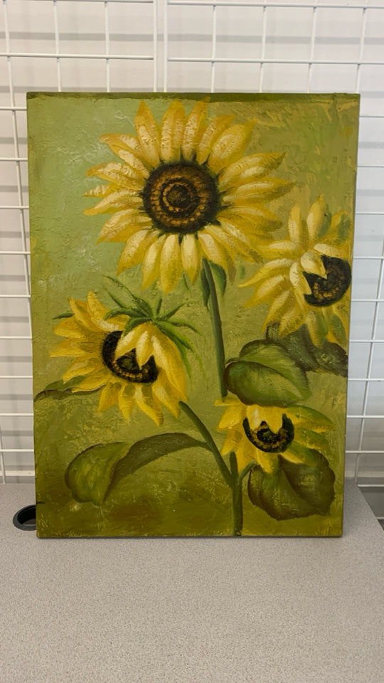 PAINTED SUNFLOWERS ON CANVAS.