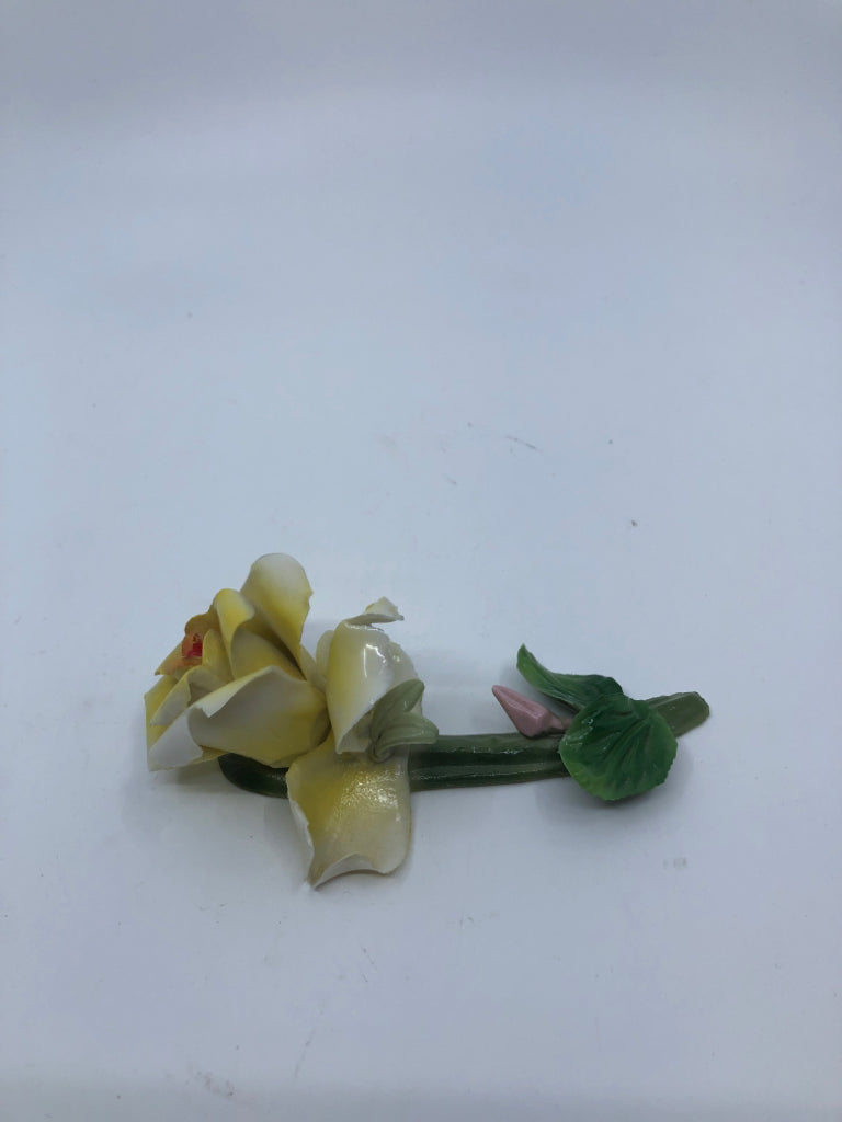 YELLOW ROSE PORCELAIN FLOWER.