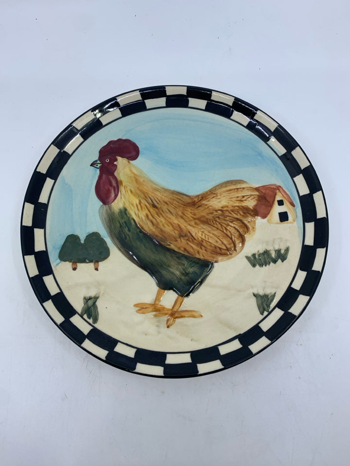 2 ROOSTER DECOR PLATES.