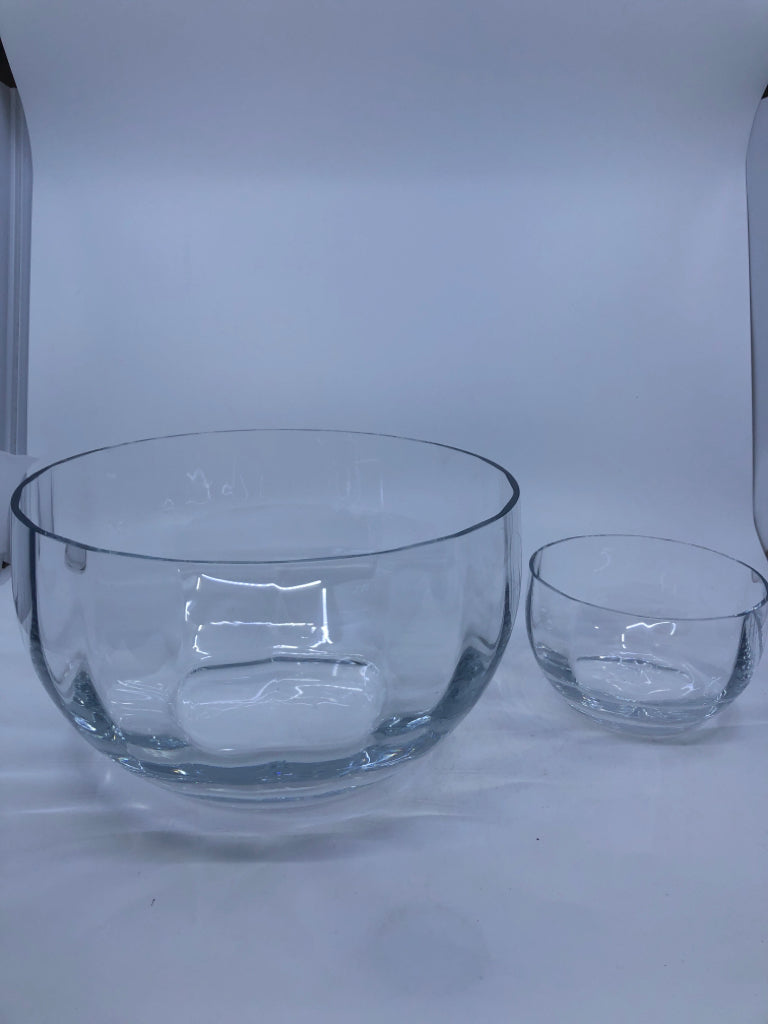 2PC HEAVY GLASS CHIP AND DIP BOWLS.