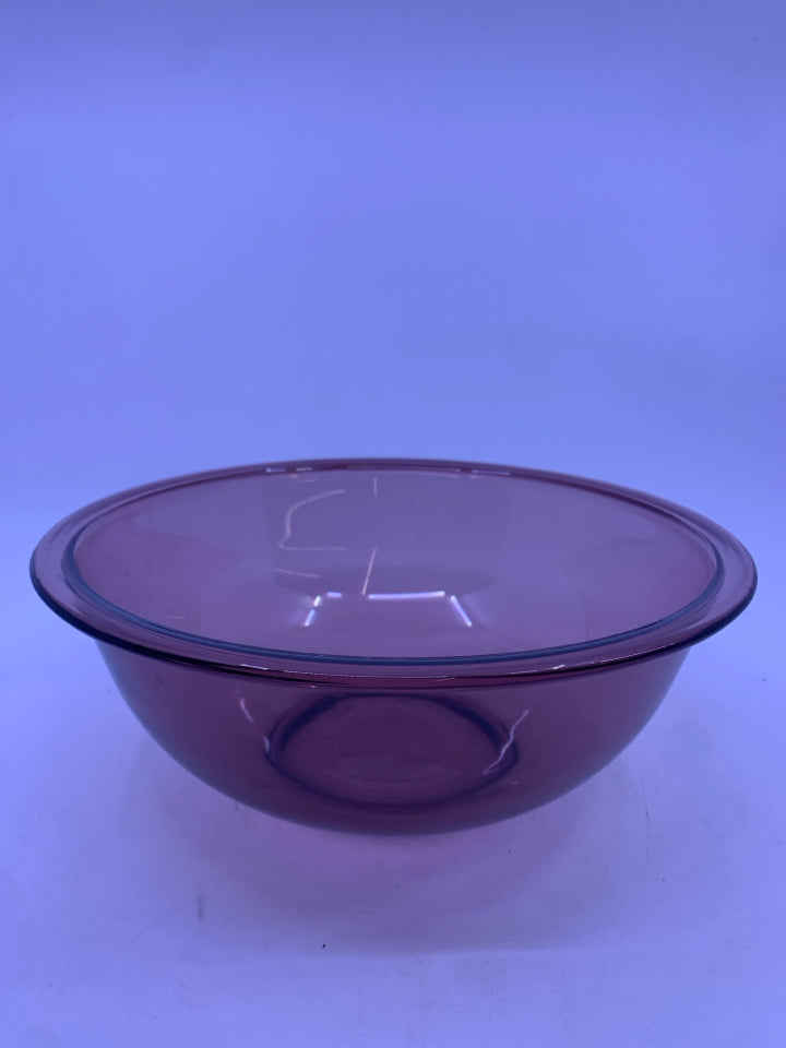 PURPLE PYREX MIXING BOWL.