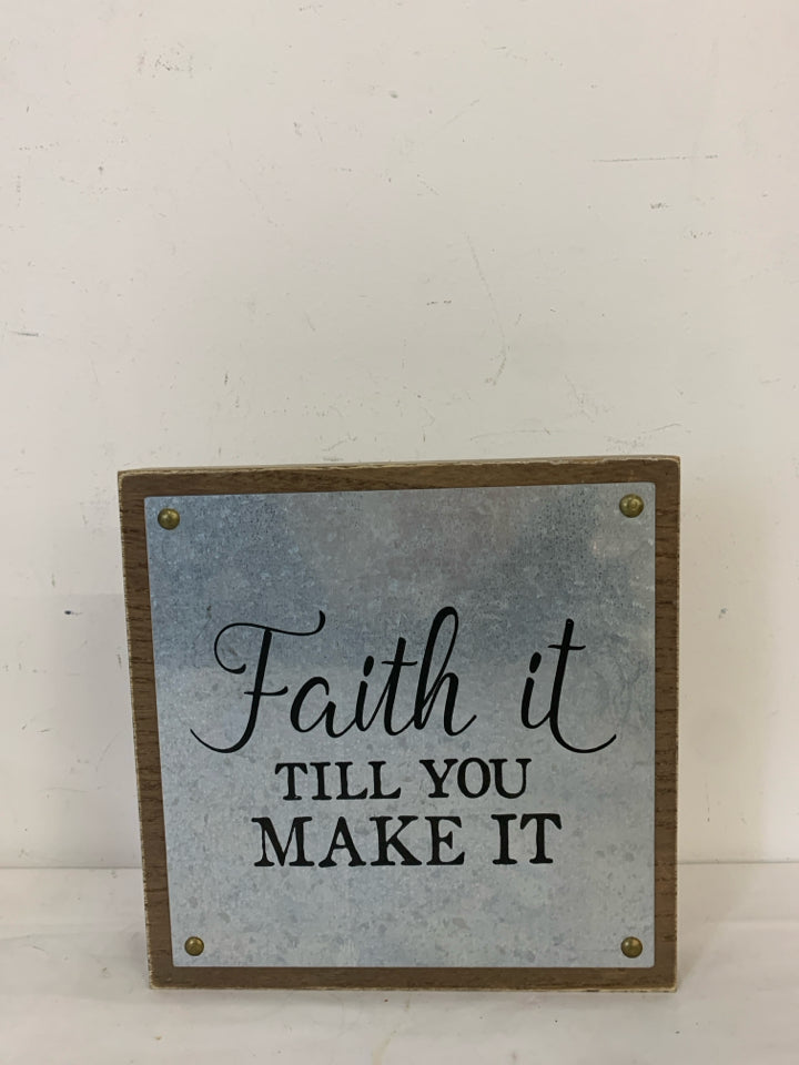 FAITH IS GALVANIZED METAL WAL HANGING.