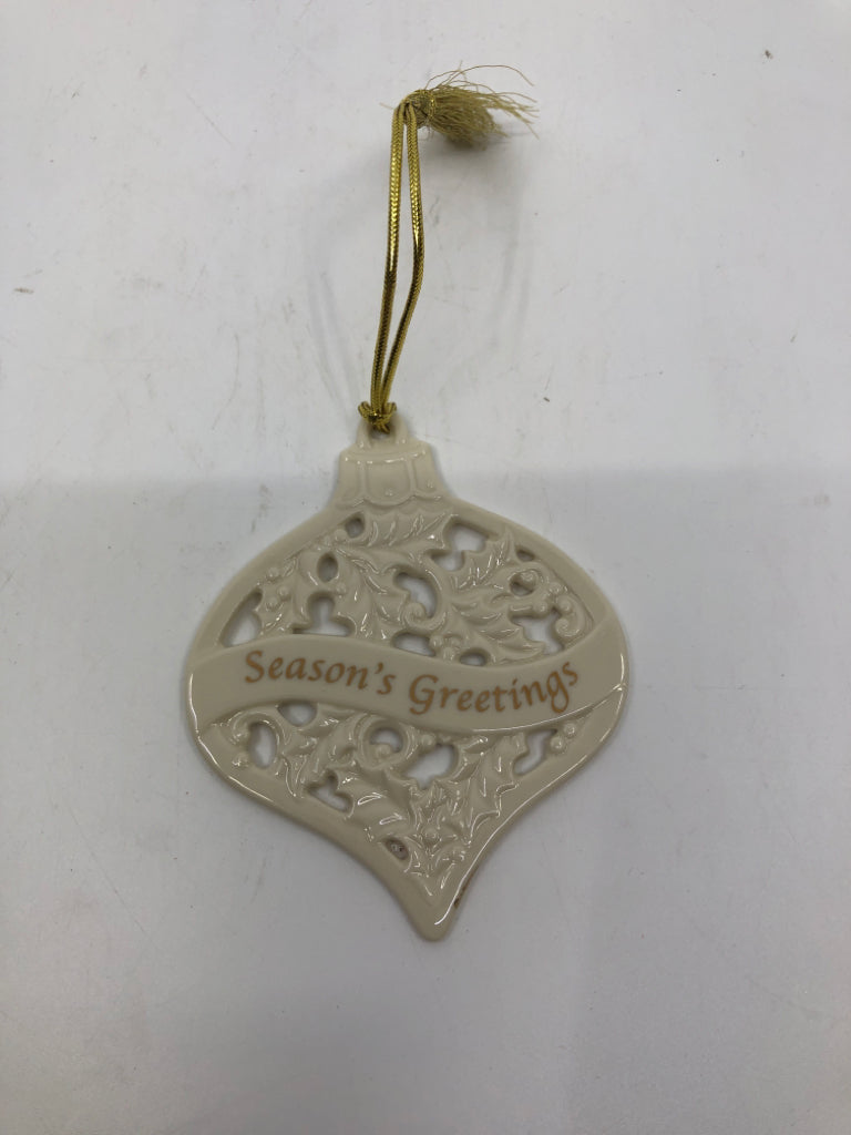 LENOX SEASON'S GREETING ORNAMENT.