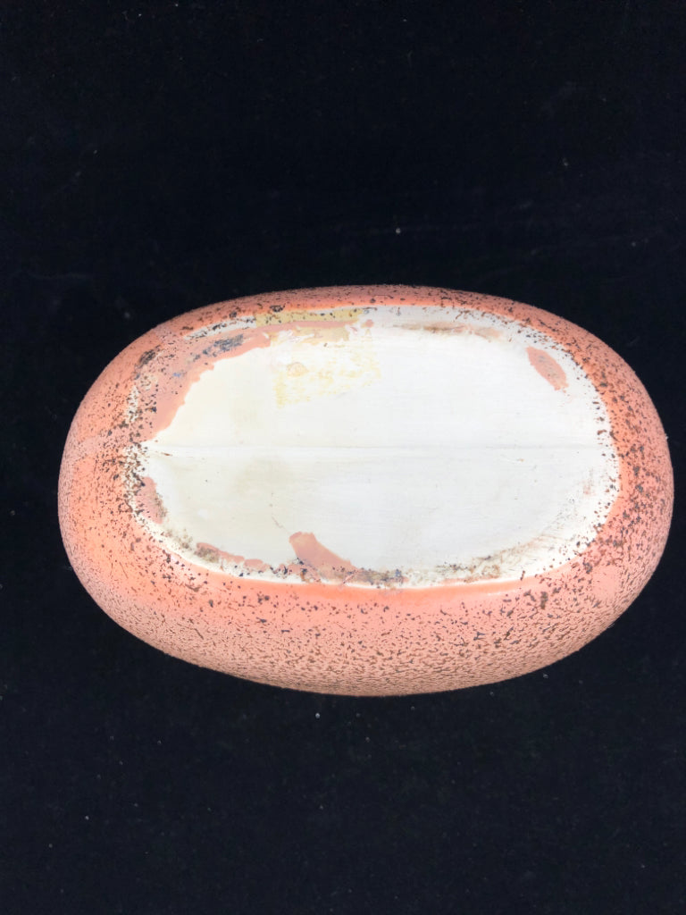 PINK AND BROWN OVAL VASE.