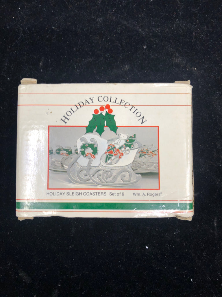 NIB HOLIDAY SLEIGH COASTER-SET OF 6