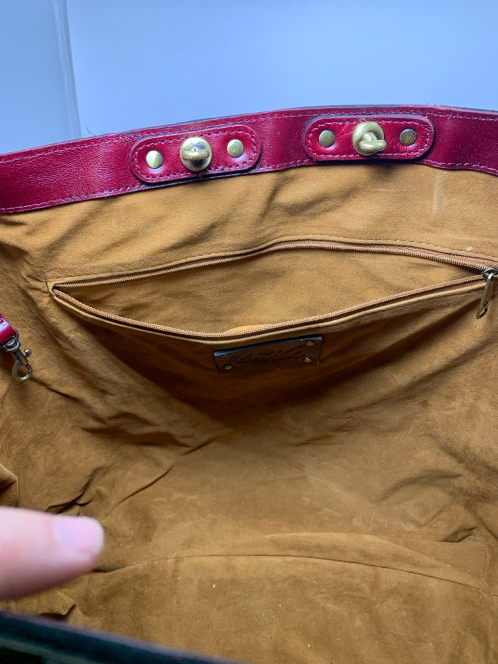 Patricia Nash Benvenuto Tote- Vintage Distressed Leather- Oxblood w/ Sleeper Bag