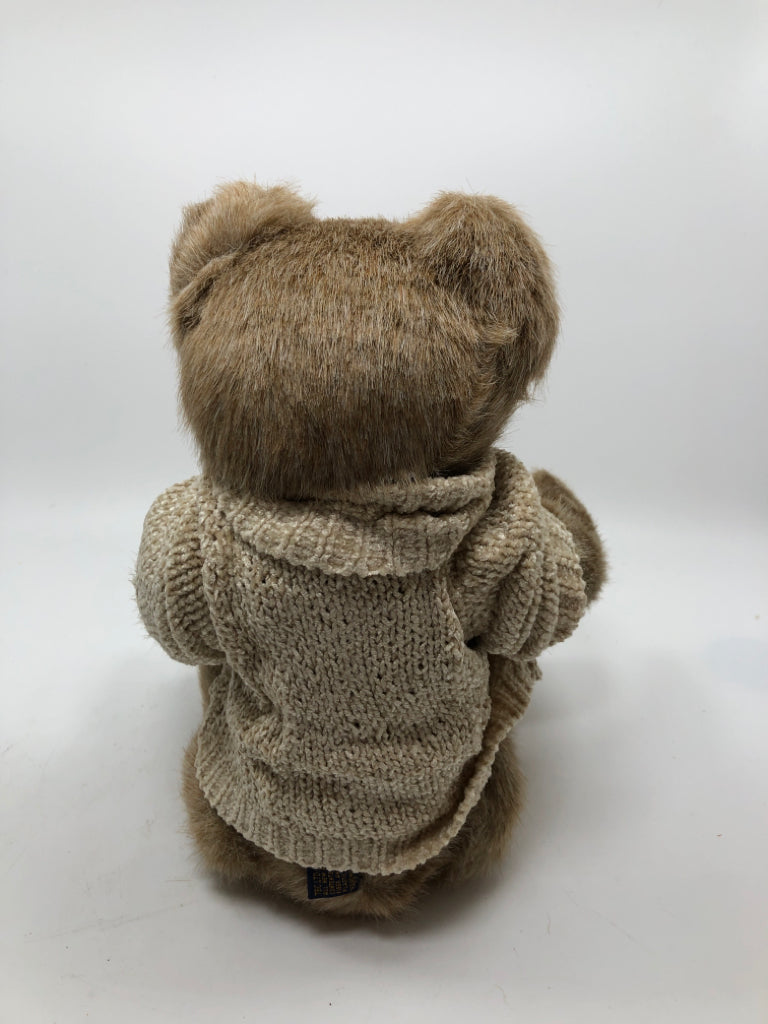 TAN BOYDS BEAR IN HEART SWEATER.