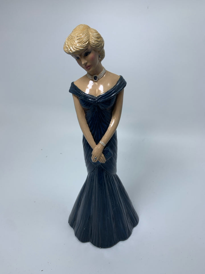 CERAMIC PRINCESS DIANA IN NAVY DRESS FIGURINE.