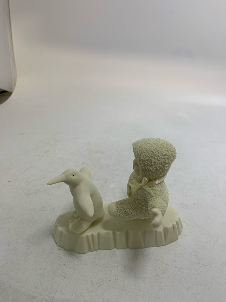 SNOWBABIES DEPT 56 "PERFECT BALANCE" BABY W/ PENGUIN FIGURINE.