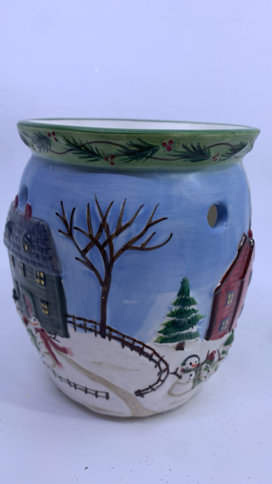 WINTER SCENE SNOWMAN TART WARMER.