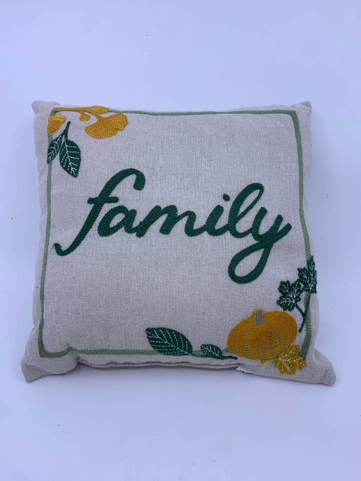 GREEN PUMPKIN FAMILY PILLOW PILLOW.