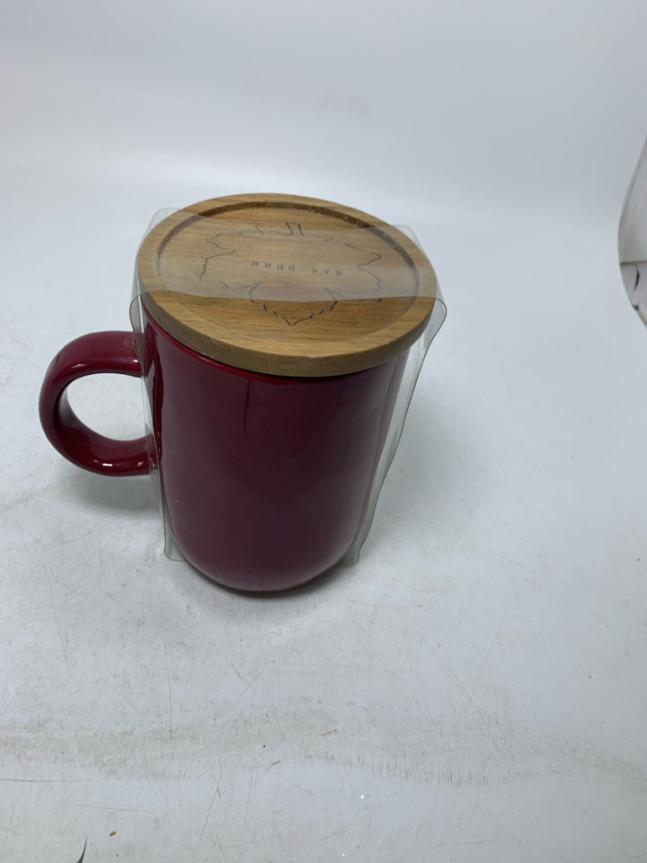 NIP BURGUNDY APPLE CIDER RAE DUNN MUG W/ LID.