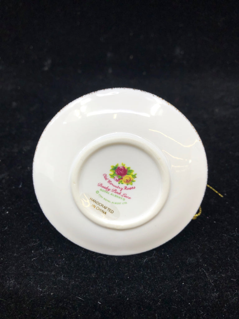 NIB PINK TEACUP ORNAMENT-ROYAL ALBERT.