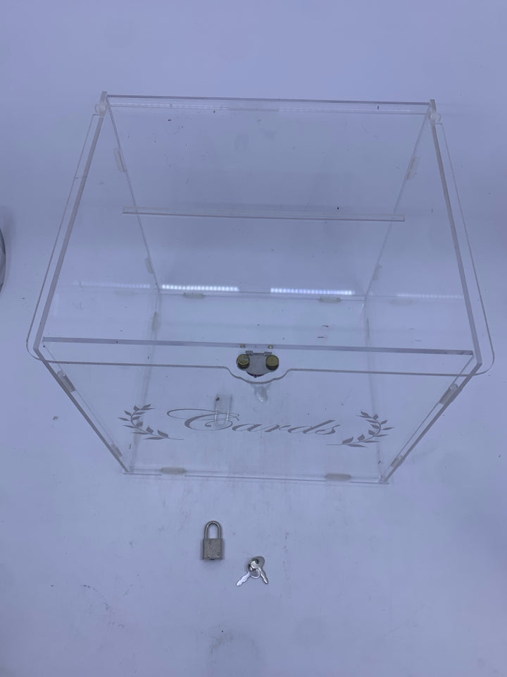 CLEAR CARD BOX W LOCK AND KEY.