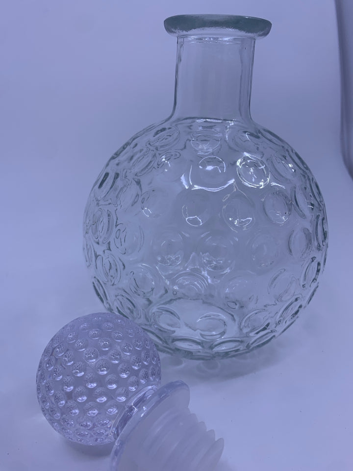 CIRCLE CLEAR GLASS DECANTER W/ CIRCLES.