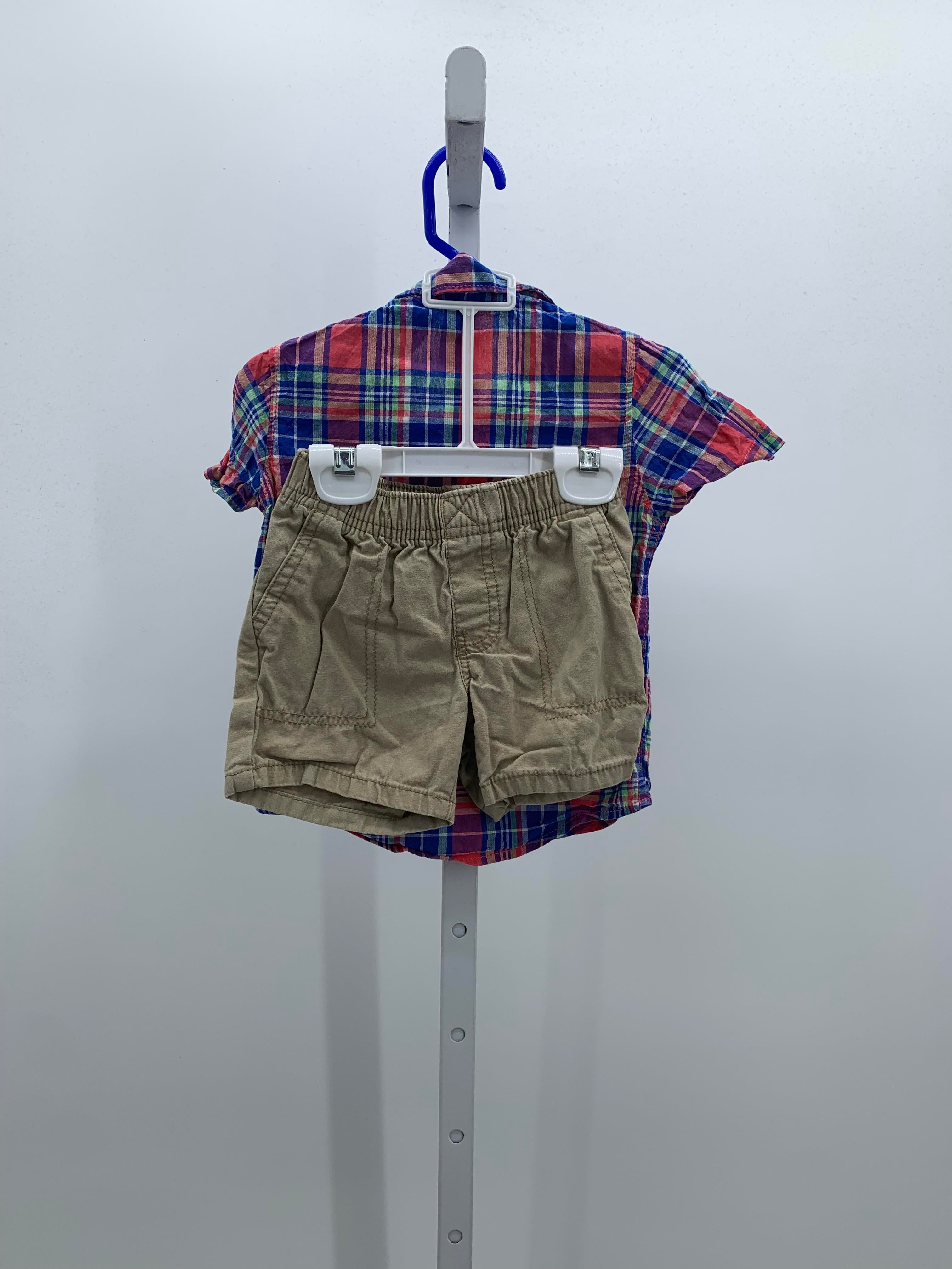 PLAID SHIRT AND TAN SHORTS