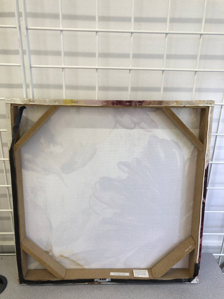PURPLE/GOLD FLOWER CANVAS WALL ART.