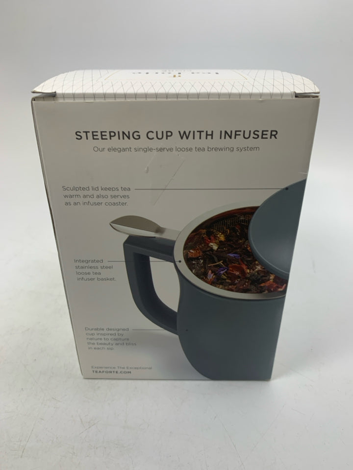 NIP TEA FORTE STONE BLUE STEEPING CUP W/ INFUSER.