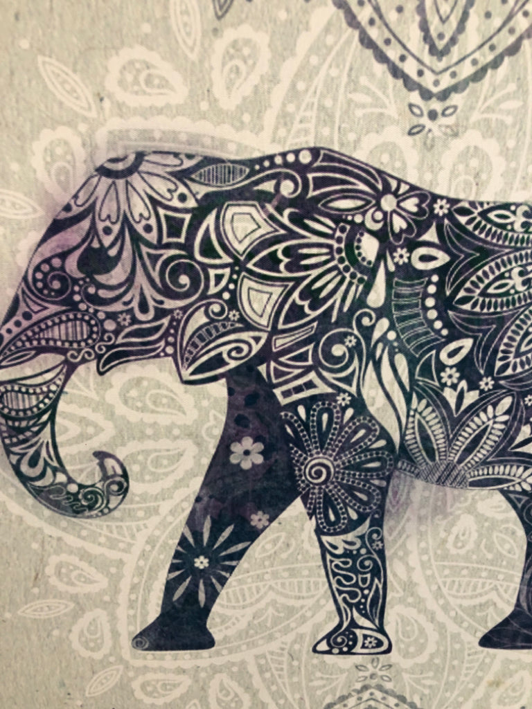 BLUE MANDALA ELEPHANT PRINT.