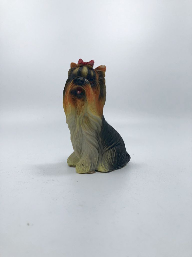 DOG W/ RED BOW FIGURINE.