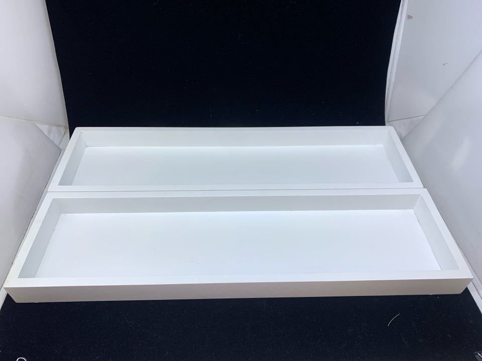 2 WHITE FLOATING SHELVES.