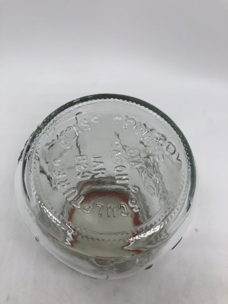GLASS BALL MASON JAR W/SCREW LID.