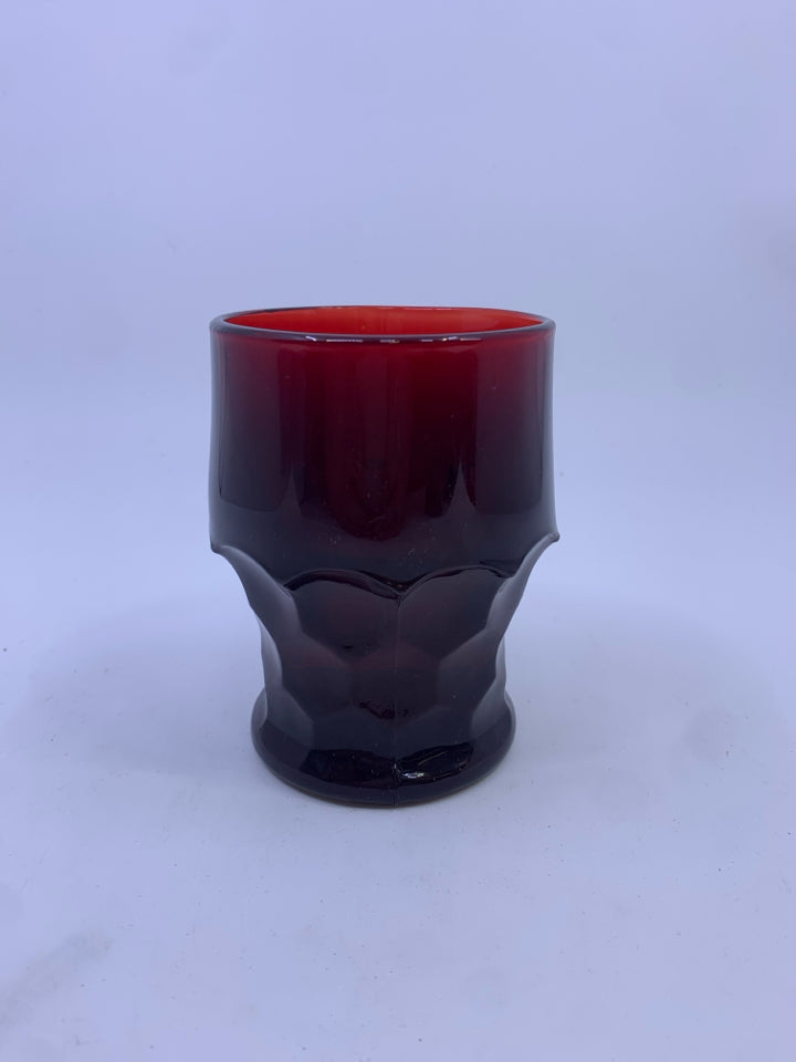 4 VTG SHORT AVON CRANBERRY WATER GLASSES.