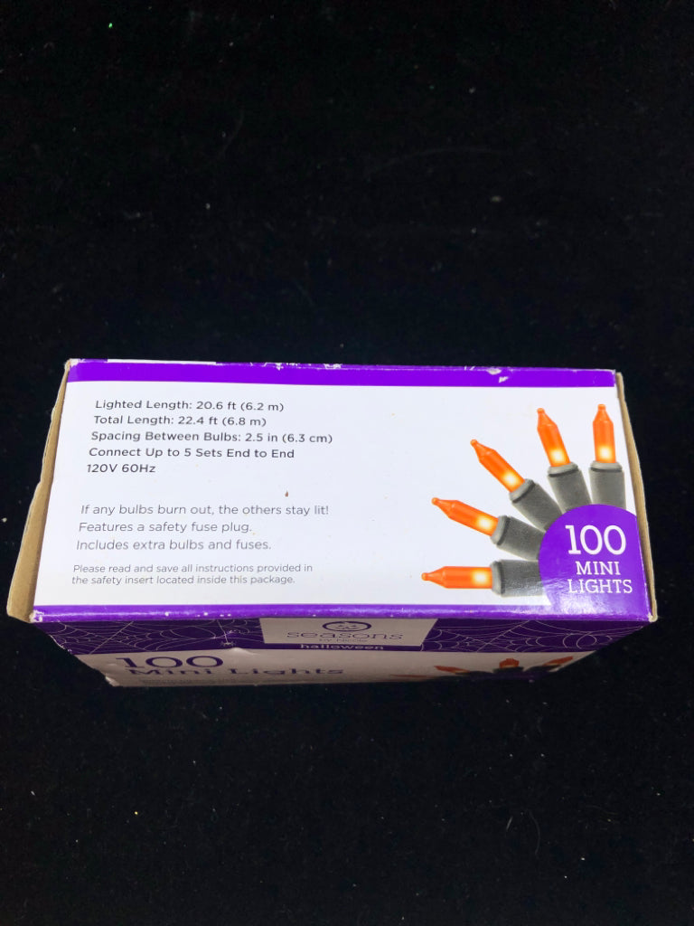 NIB 100 MINI ORANGE HALLOWEEN LIGHTS