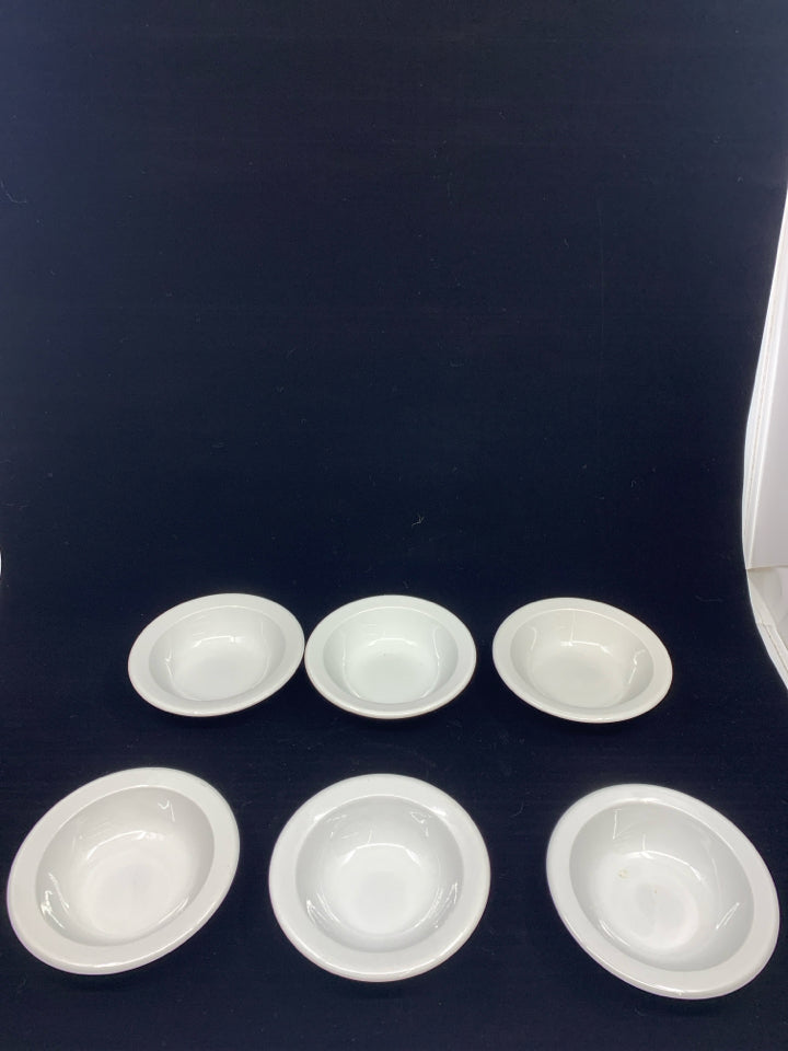 6 WHITE CERAMIC CONDIMENT BOWLS.