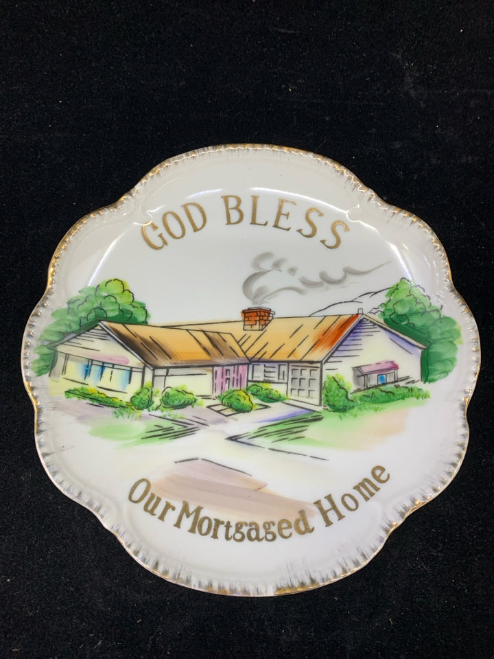 GOD BLESS RAISED EDGE DECOR PLATE.