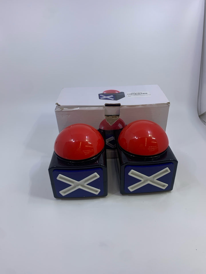 2PC GAME BUZZERS W/RED BUTTON & "X" IN BOX.