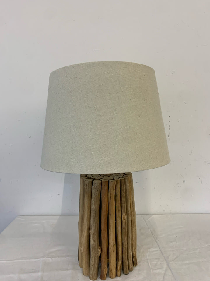 DRIFT WOOD TOMMY BAHAMA LAMP W CREAM SHADE.