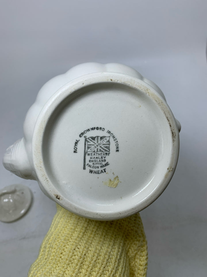VTG IRONSTONE "WHEAT" RIBBED TEAPOT.
