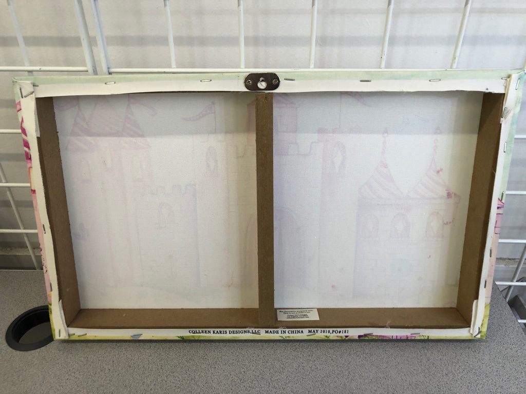 GLITTER PRINCESS CASTLE CANVAS WALL ART.