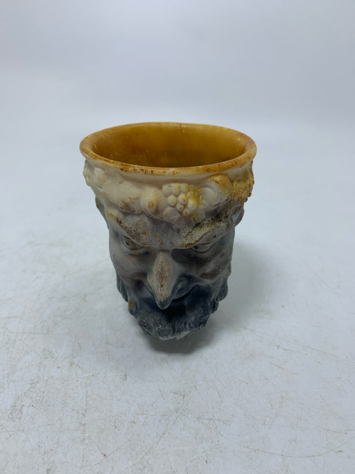 VTG INCOLAY STONE GREEK GOD MYTHOLOGICAL FACE MUG.