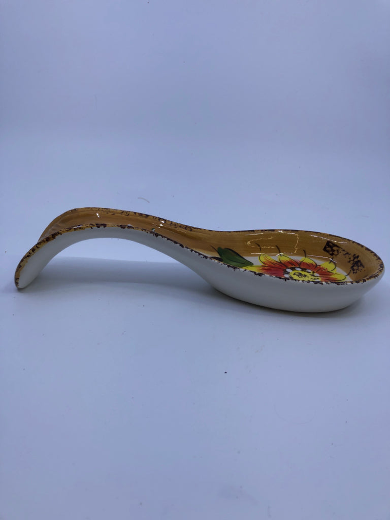 TAN, SUNFLOWER SPOON REST.