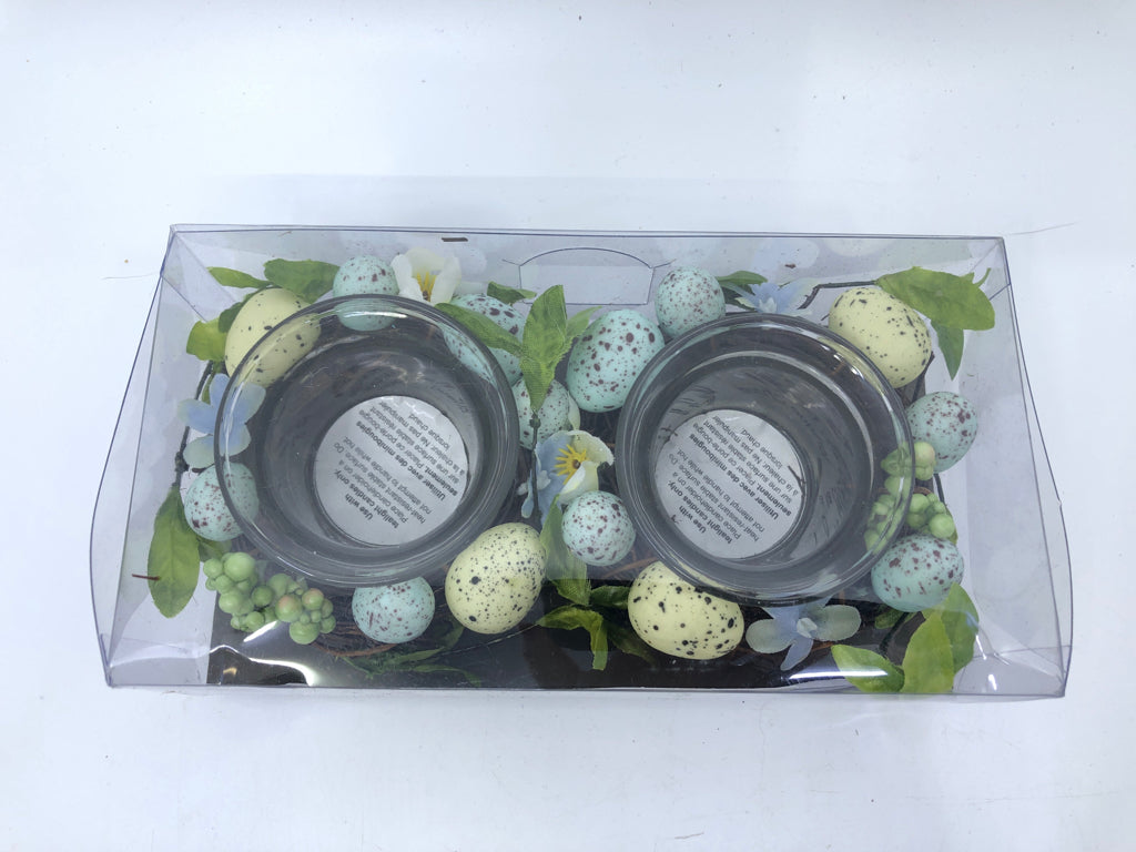 NIB PIER ONE EGGS IN NEST TEA LIGHT HOLDERS.