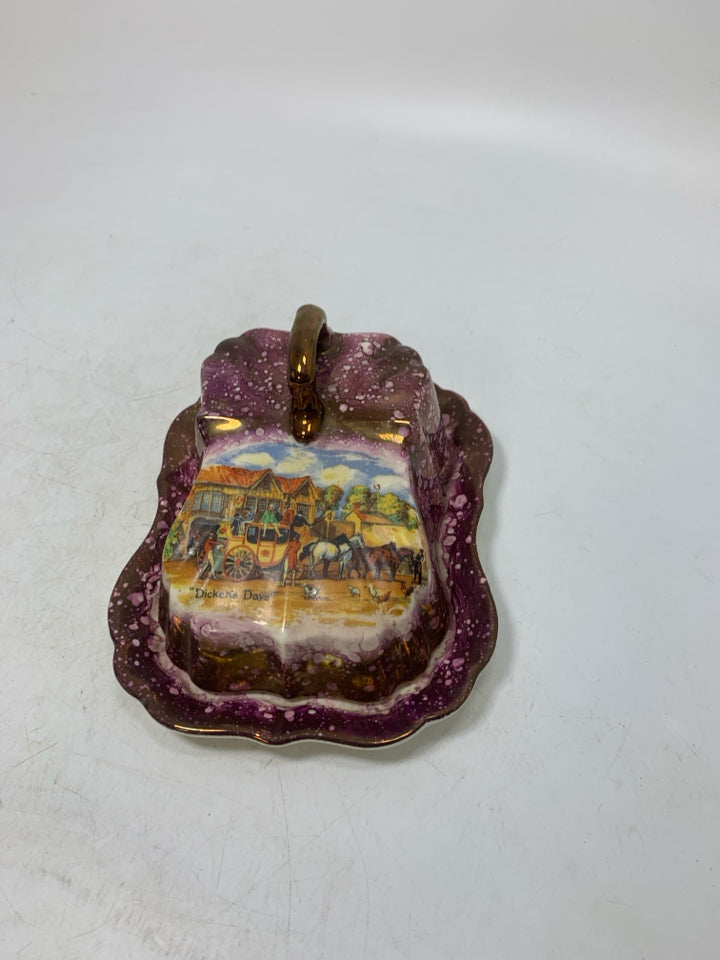 VTG "DICKEN'S DAYS" SCENE BUTTER DISH.